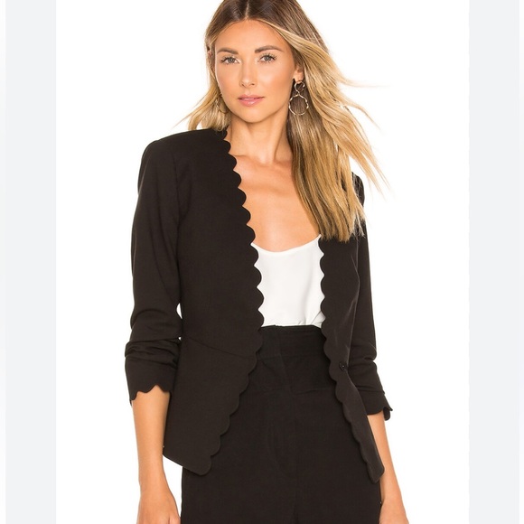 Rebecca Taylor Scalloped Edge Black Blazer Jacket Suit 4 - Picture 1 of 7